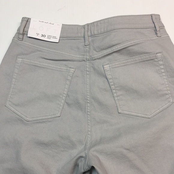 New Loft Curvy High Waist Skinny Crop Light Gray Tie Dye Detail Jean. Sz 10 - Picture 5 of 10